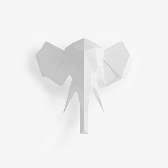 Trophée décoratif mural éléphant blanc, statuette origami en polyrésine