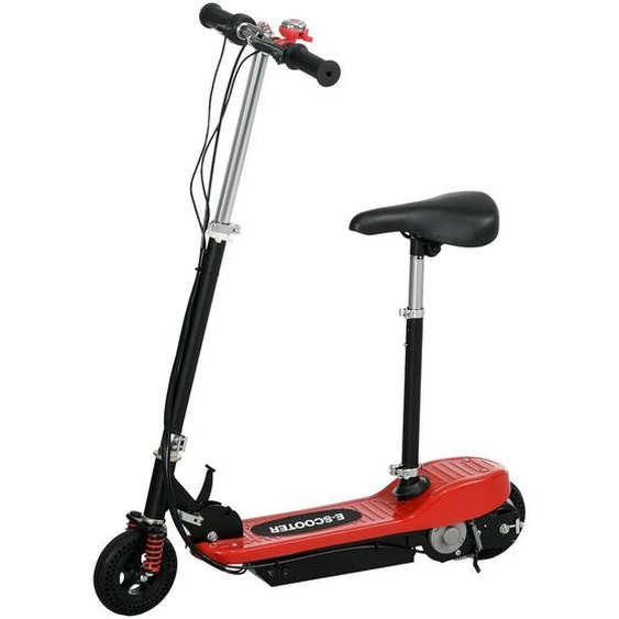 Trottinette Électrique Pliable Enfant 120w 15km/h Max. Guidon Selle Réglable Suspension Av Sonnette Rouge