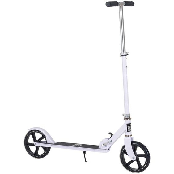 Trottinette Patinette Pliable Enfant - Hauteur Guidon Réglable - Système De Freinage Arrière - Acier Blanc
