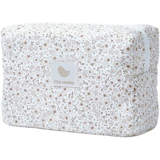 Trousse De Toilette Coton Bio Fleurs Beiges