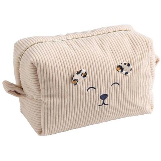 Trousse De Toilette En Velours Côtelé - Leopard Ecru