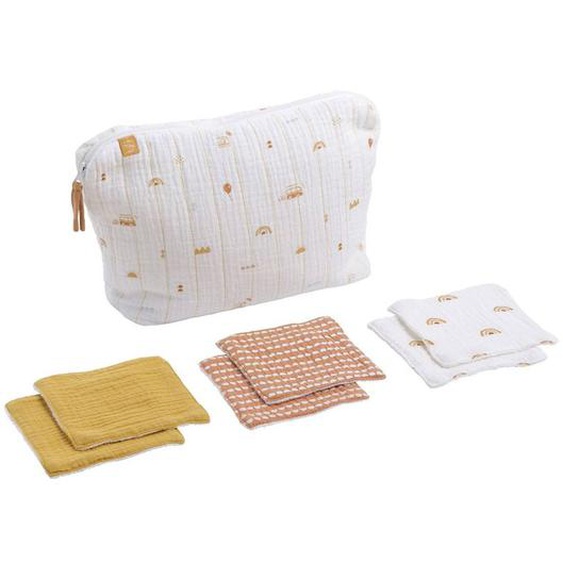 Trousse De Toilette Et Carré Éponge En Coton Blanc