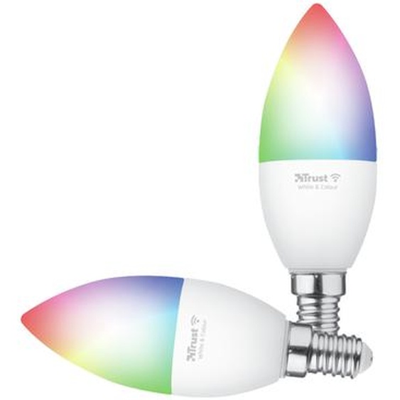 Trust E14 DUO-PACK LED RGBCW CANDLE WI-FI Lampe LED intelligente WiFi, blanche et colorée, douille E14, à contrôler depuis votre smartphone/tablette
