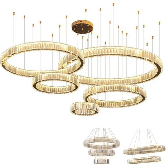 Trustwin lighting 3 4 5 anneau suspension lampe suspendue doré Chrome LED moderne cercle plafond cristal rond lustre pour salle à manger salon