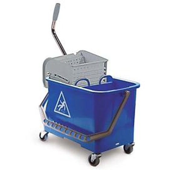 TTS Chariot dentretien duo standard compact avec presse - 2 x 10 litres - Bleu