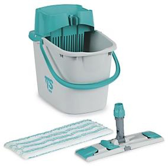 TTS Kit seau Uni Junior 14L et frange 35 cm - Gris / bleu