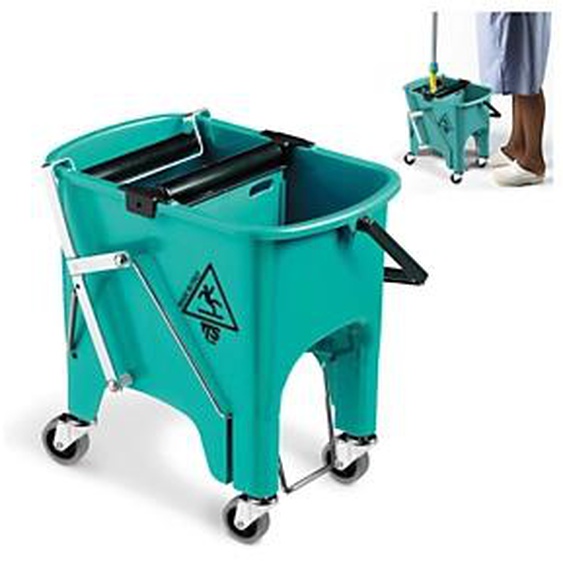TTS Seau double bacs avec presse rouleau intégré - Vert