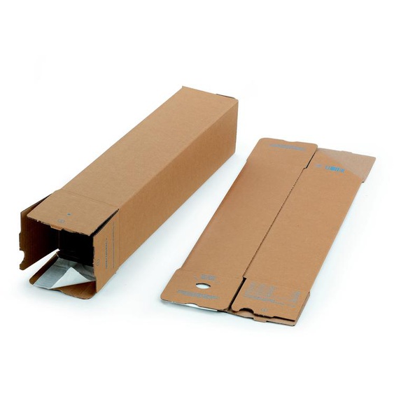 Tube dexpédition carré avec fermeture adhésive en carton simple cannelure brun - Diam.int.105 x L.430 mm - Lot de 10