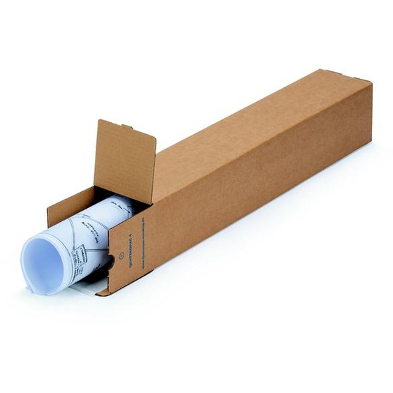 Tube dexpédition carré avec fermeture adhésive en carton simple cannelure brun - Diam.int.105 x L.610 mm - Lot de 10
