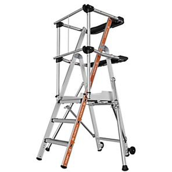 Tubesca Plate-forme escabeau Raptor stable avec garde corps - 3 marches et tablettes