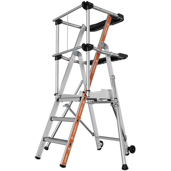 Tubesca Plate-forme escabeau Raptor stable avec garde corps - 3 marches et tablettes