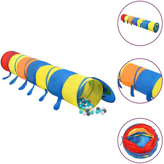 Tunnel de jeu pour enfants avec 250 balles Multicolore 245 cm