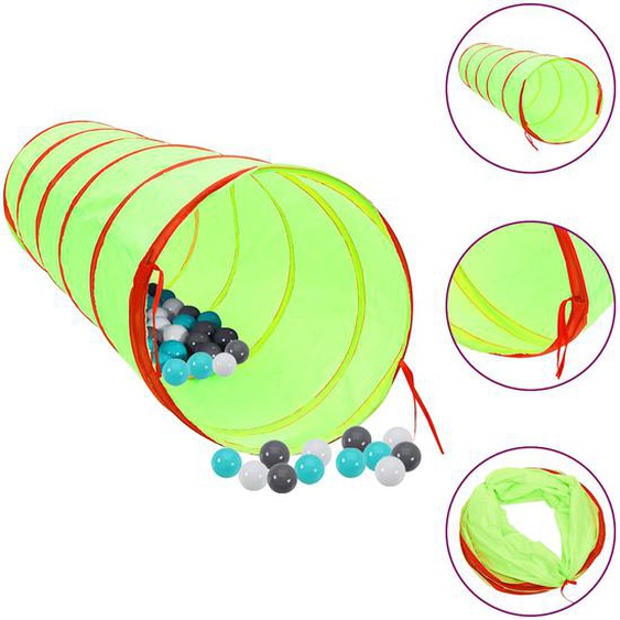 Tunnel de jeu pour enfants avec 250 balles Vert 175cm Polyester