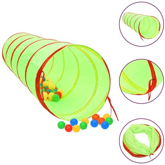 Tunnel de jeu pour enfants avec 250 balles Vert 175cm Polyester