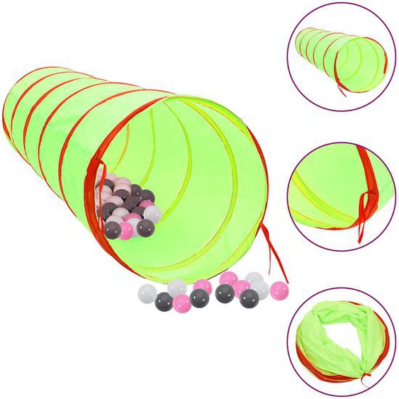 Tunnel de jeu pour enfants avec 250 balles Vert 175cm Polyester