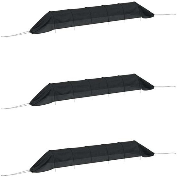 Tunnels en filet 3 pcs noir acier et polyéthylène