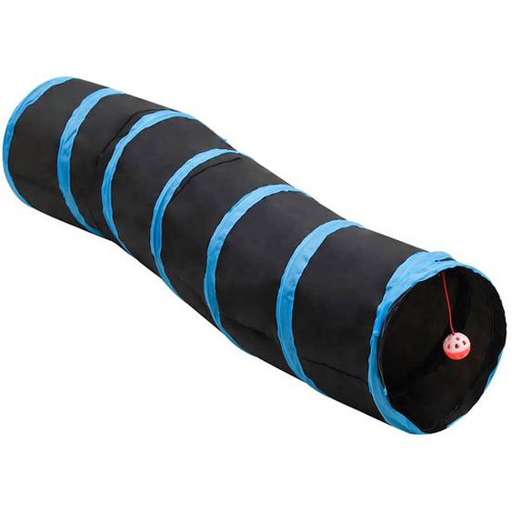 Tunnel pour chats en forme de S Noir et bleu 122 cm Polyester