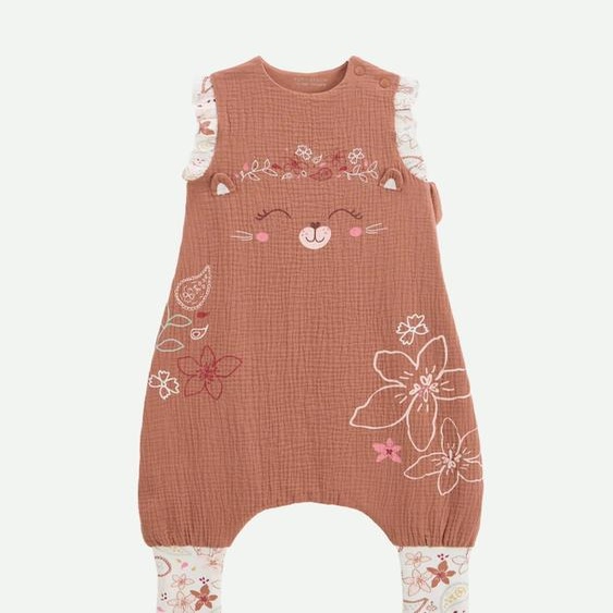 Turbulette Dété En Gaze De Coton Avec Pieds Retroussables Arizona Terracotta