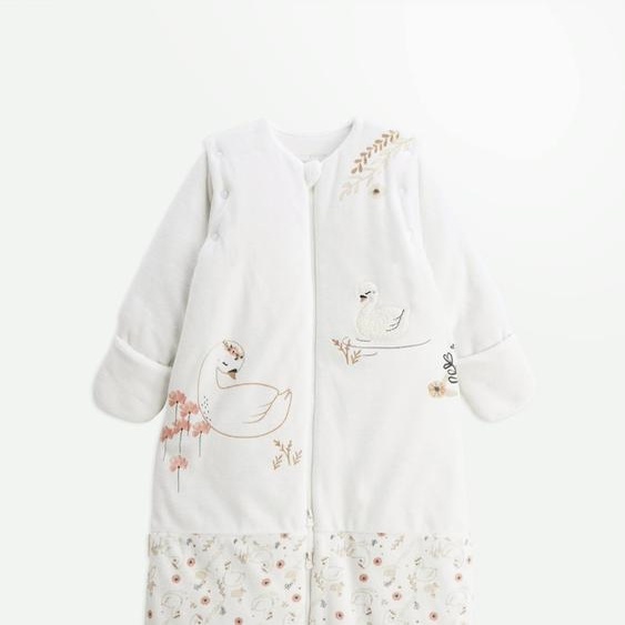 Turbulette Dhiver En Velours Avec Manches Amovibles Et Jambes Séparables Perle Ecru