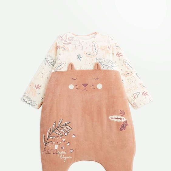 Turbulette Dhiver En Velours Avec Pieds Retroussables Et Manches Amovibles Matcha Rose