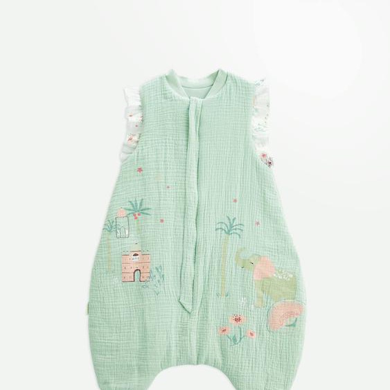 Turbulette Tog 2 En Gaze De Coton Avec Pieds Retroussables Arya Vert