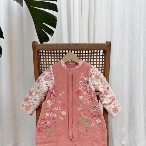 Turbulette Tog 2 En Gaze De Coton Avec Pieds Retroussables Et Manches Amovibles Santa Giulia Orange