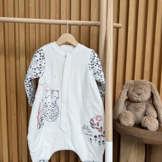 Turbulette Tog 2 En Velours Avec Pieds Retroussables Et Manches Amovibles Céleste Ecru