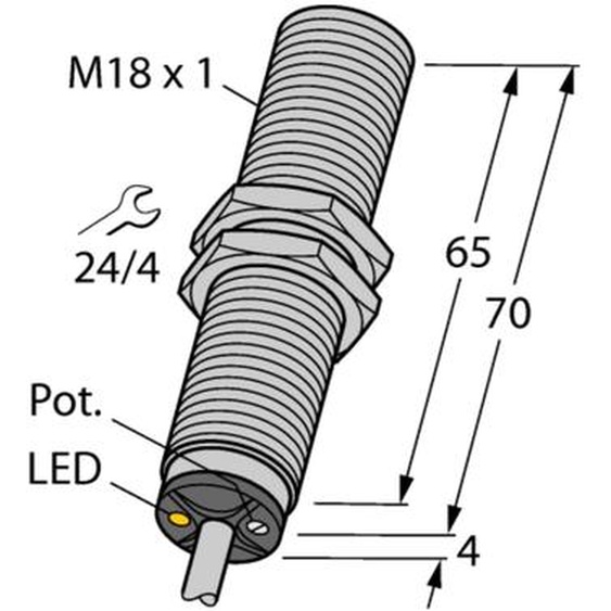 Turck 2504026 - BC5-M18-RP4X, Capteur capacitif