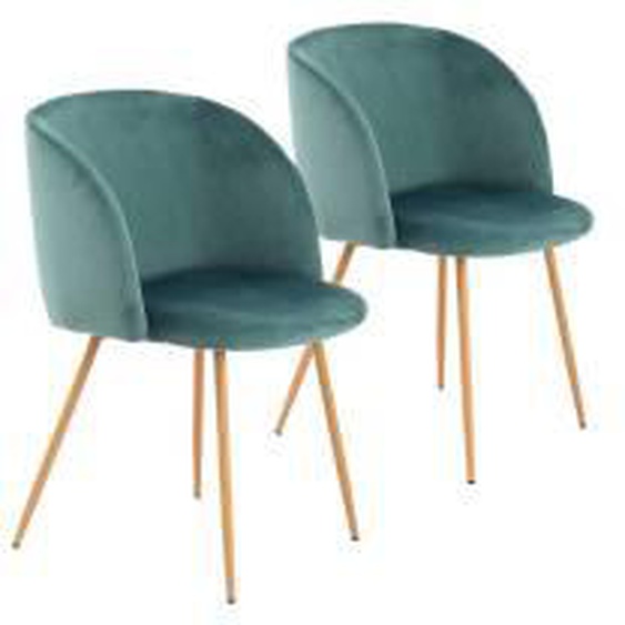 Turquoise Lot de 2 chaises RANIA velours Turquoise  - 0