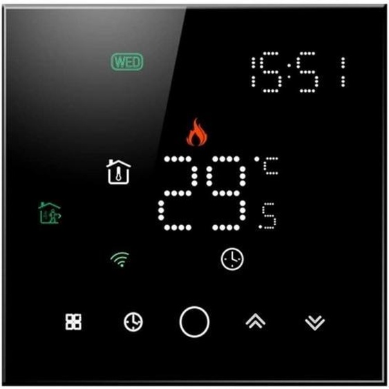 Tuya Thermostat WiFi TR044 Noir Connecté Chauffage 3A