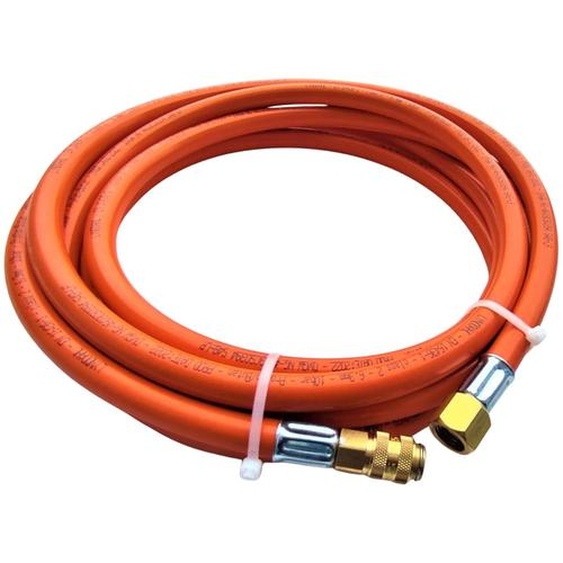 Tuyau à gaz propane-butane Zatech avec raccord rapide 10 m 10 bar Ø 6,3 mm RQS DN5 raccord rapide manchon x 3/8 filetage à gauche raccord caravane barbecue à gaz
