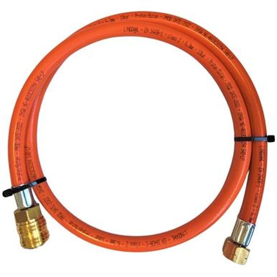 Tuyau à gaz propane-butane Zatechs 3 m 10 bars Ø 6,3 mm DN 7,2 type 26 - raccord LKS 21,8 mm avec raccord rapide (manchon) RQS Tuyau à gaz pour barbecues à gaz