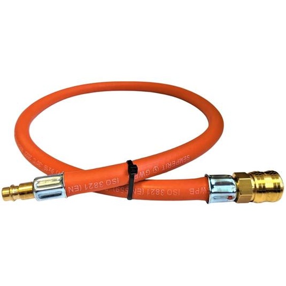 Tuyau à gaz propane-butane Zatechs 5 m 20 bars Ø 9 mm DN 7,2 type 26 raccord rapide RQS (femelle) raccord LKS Tuyau à gaz pour raccorder la bouteille de gaz