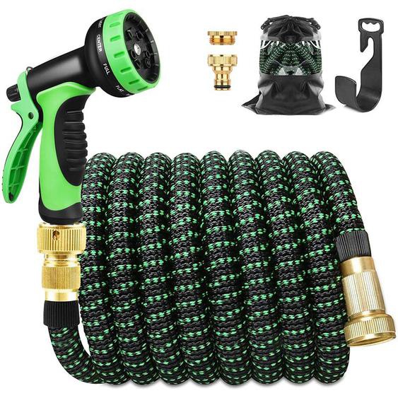 Bleosan - Tuyau Arrosage Extensible 30m 100ft Tuyau Darrosage Retractable avec Support et Pistolet Arrosage 9 Fonctions Raccords en Laiton