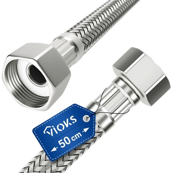 Tuyau blindé en acier inoxydable, 50 cm, flexible avec raccord fileté de 1/2 pouce