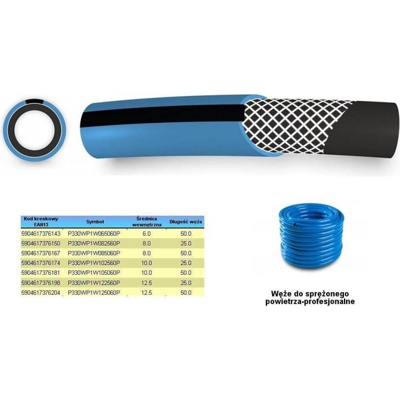 Tuyau dair comprimé fi = 10mm x 50m, bleu, professionnel