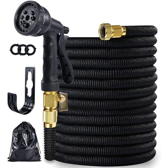 Tuyau dArrosage Extensible 30m Renforcé Adaptable 1/2 et 3/4 10 Modes de Pulvérisation Flexible et Anti-Fuite Raccord et Sac de Rangement Fournis