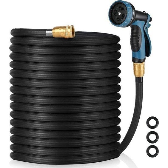 Tuyau darrosage flexible de 30 m - 10 buses multifonctions - Tuyau léger - Raccords en laiton