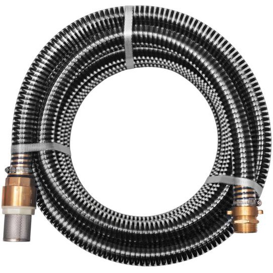 Tuyau daspiration avec raccords en laiton 15 m 25 mm Noir