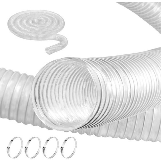 Tuyau de collecte de poussière VEVOR, 2,5 pouces x 20 pieds, matériau PVC épaissi, tuyau flexible transparent résistant à la perforation, avec bobine de fil dacier au carbone, 4 x 304