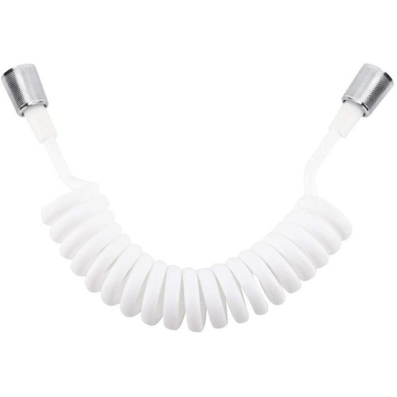 Tuyau de douche télescopique, 2 mètres, blanc, en PVC, filetage G1/2 pouce, anti-torsion, flexible, pour douchette et jet de bidet