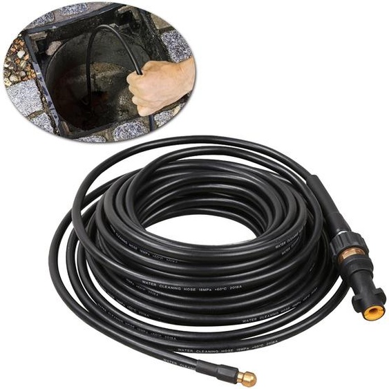 Tuyau de nettoyage de tuyaux VINGO 10m 180bar 60°C Kit de nettoyage de tuyaux pour raccord Kaercher Baïonnette Nettoyeur de tuyaux y compris adaptateur