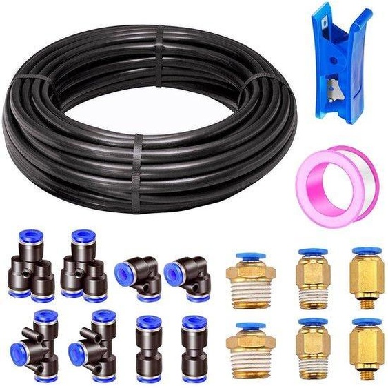 Tuyau de pulvérisation en polyuréthane haute pression, 10 mètres de long, diamètre extérieur de 8 mm, 14 raccords, connecteur pour flexible, flexible, tuyau de pression pour applications extérieures