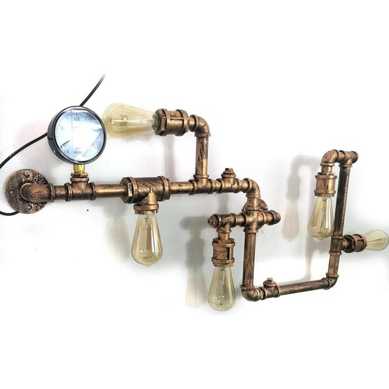 Tuyau deau rétro - Applique - 5 flammes - 220 V AC - 75×44×10 cm - Sans ampoule - Interrupteur marche/arrêt tactile - Gold