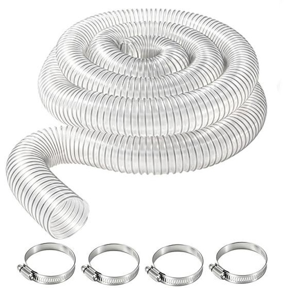 Tuyau dévacuation en PVC transparent, longueur 3 mètres, avec colliers de serrage