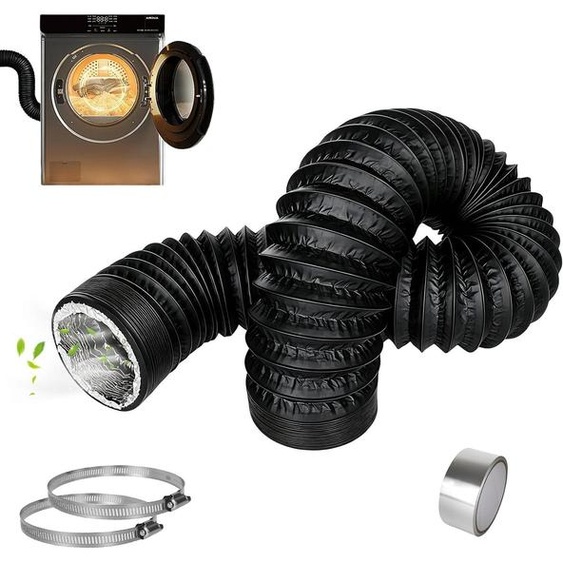 Tuyau dévacuation flexible - Tuyau dextraction pour ventilation - Évacuation de lair - Revêtement ignifuge - 100 mm, 25 mètres - Noir