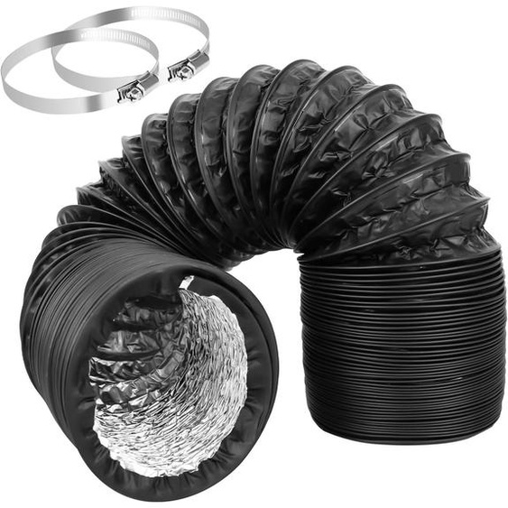 Tuyau dévacuation - Tuyau flexible - Ventilation - Spirale en acier renforcée - 100 mm x 3 m - Noir