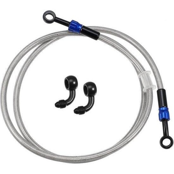 Tuyau en caoutchouc de 130 cm - Raccordement AN3 - Argenté - Résistant à la chaleur - Résistant à la déchirure - Résistant à la corrosion - Tuyau de protection double - Tuyau pour carburant