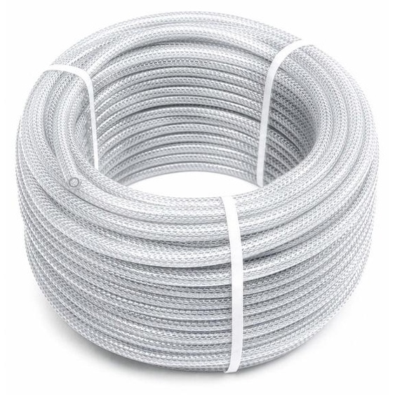 Tuyau en PVC tressé Wiltec, diamètre intérieur de 6 mm, épaisseur de paroi de 3 mm et longueur de 25 mètres, tuyau alimentaire jusquà une pression maximale de 25 bars