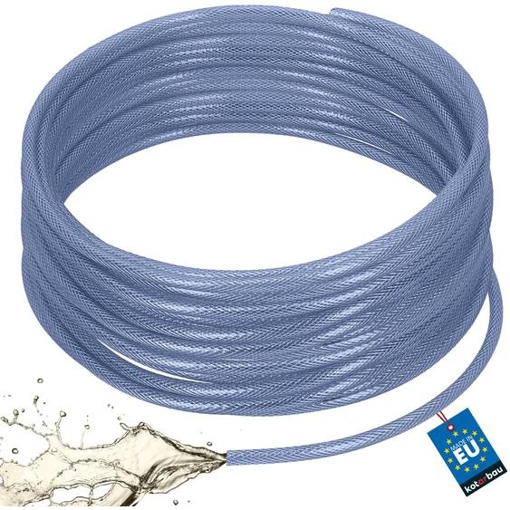 Tuyau PVC KOTARBAU® diamètre 6 mm / épaisseur 3 mm, tuyau dair comprimé de 50 mètres, tuyau deau, tuyau PVC renforcé, tuyau pour compresseur, tuyau pour produits chimiques, transparent, bleu